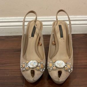 Zara suede sling back heel with stones